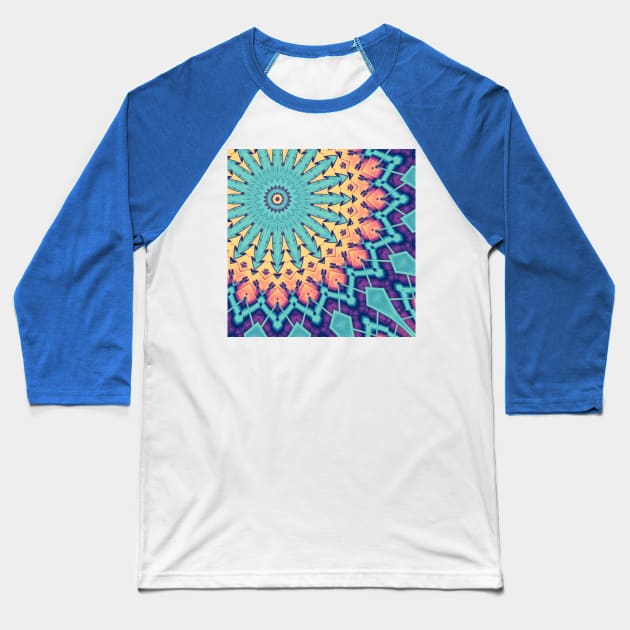 Turquoise Abstract Baseball T-Shirt by perkinsdesigns